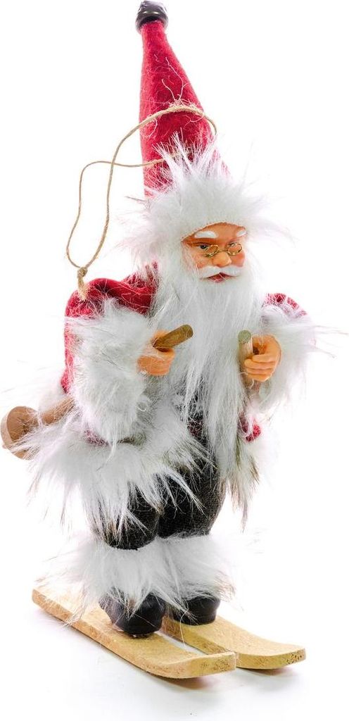 Dekoration MagicHome Weihnachten, Santa auf Skiern, 18 cm