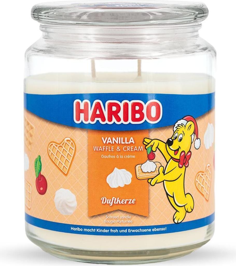 HARIBO große Duftkerze Vanilla Waffle Cream süßer Genuss Produktbild 