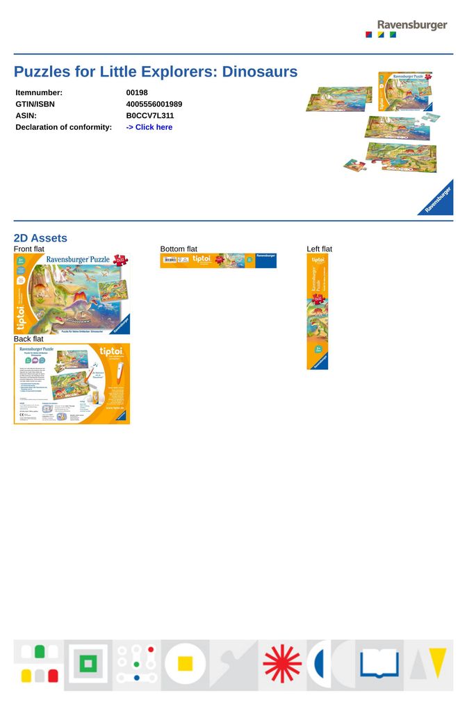 Ravensburger tiptoi 00198, 12 kusů, Zvířata, 3 rok/roky Obrázek produktu 
