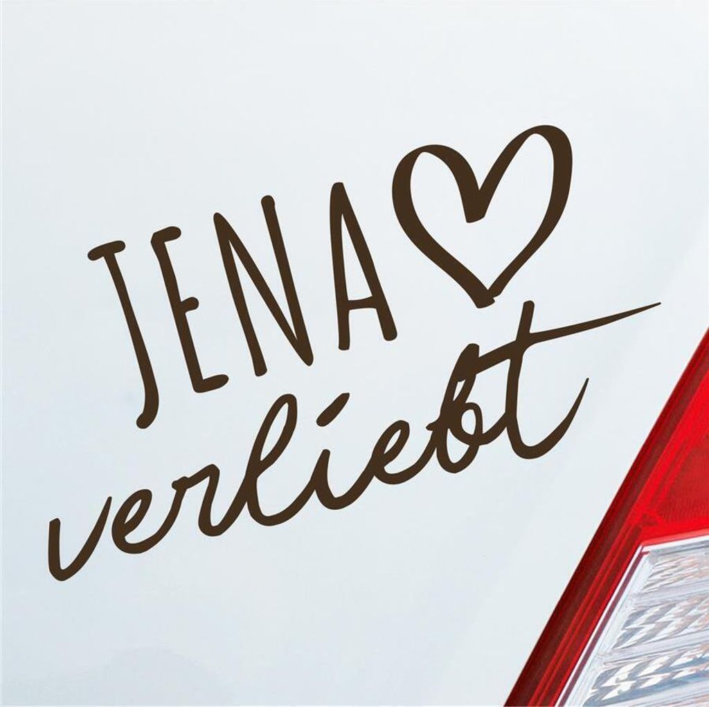 Auto Aufkleber JENA verliebt Herz Stadt Heimat Liebe Car 19x10 cm Braun Sticker Heckscheibenaufkleber