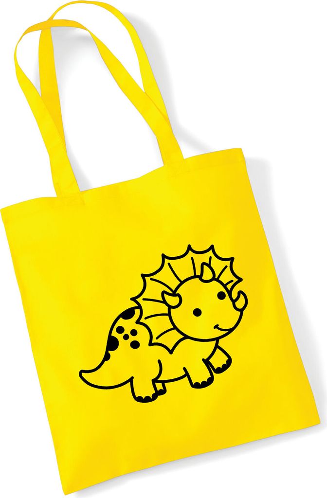 Huuraa Jutebeutel Triceratops Dinosaurier 10 Liter Yellow Baumwolle Tasche Geschenkidee