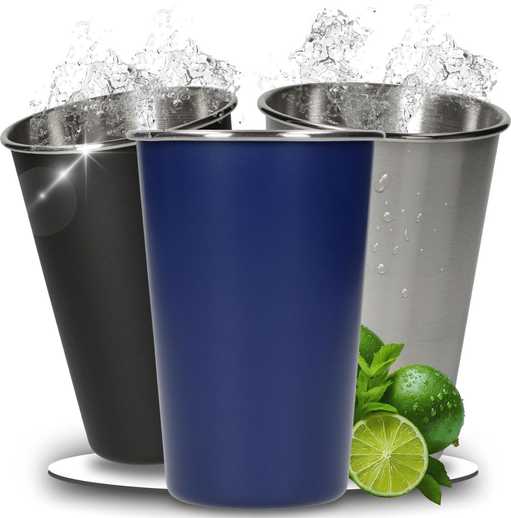 Edelstahl Becher 500 ml 'Metallo' - Trinkbecher aus recyceltem Material ist super robust & langlebig - ideal für unterwegs - blau