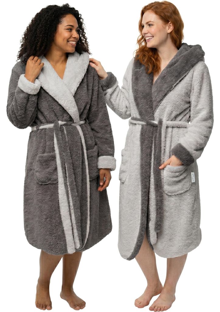 CalmyLIFE Bademantel Damen flauschig Morgenmantel - mit Produktbild 