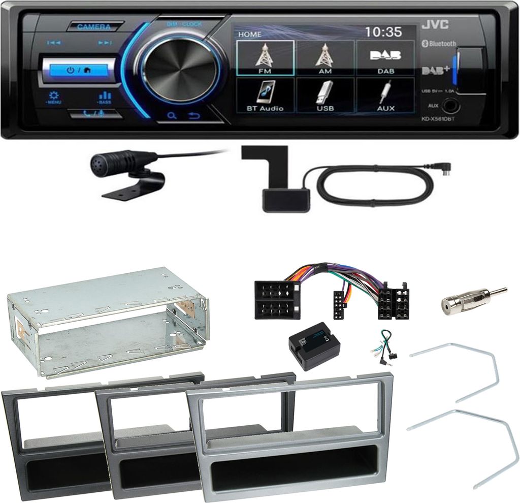 JVC KD-X561DBT DAB+ Bluetooth Einbauset für Opel Omega B Meriva A Agila Vivaro