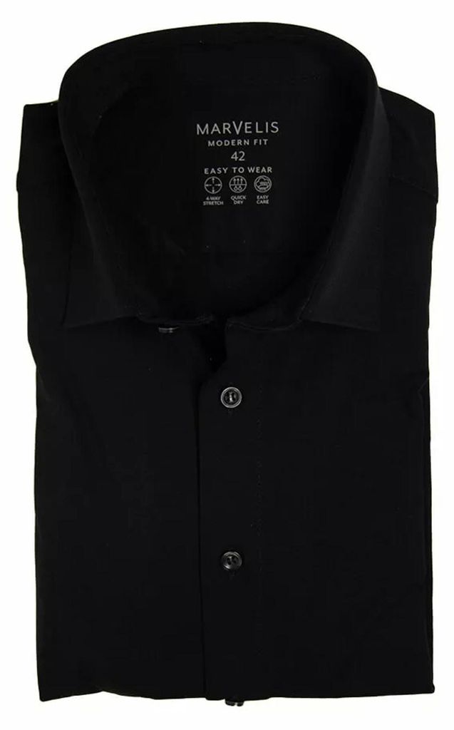 Marvelis - Modern Fit - Herren Langarm Hemd, (726284), Größe:39, Farbe:schwarz (68)