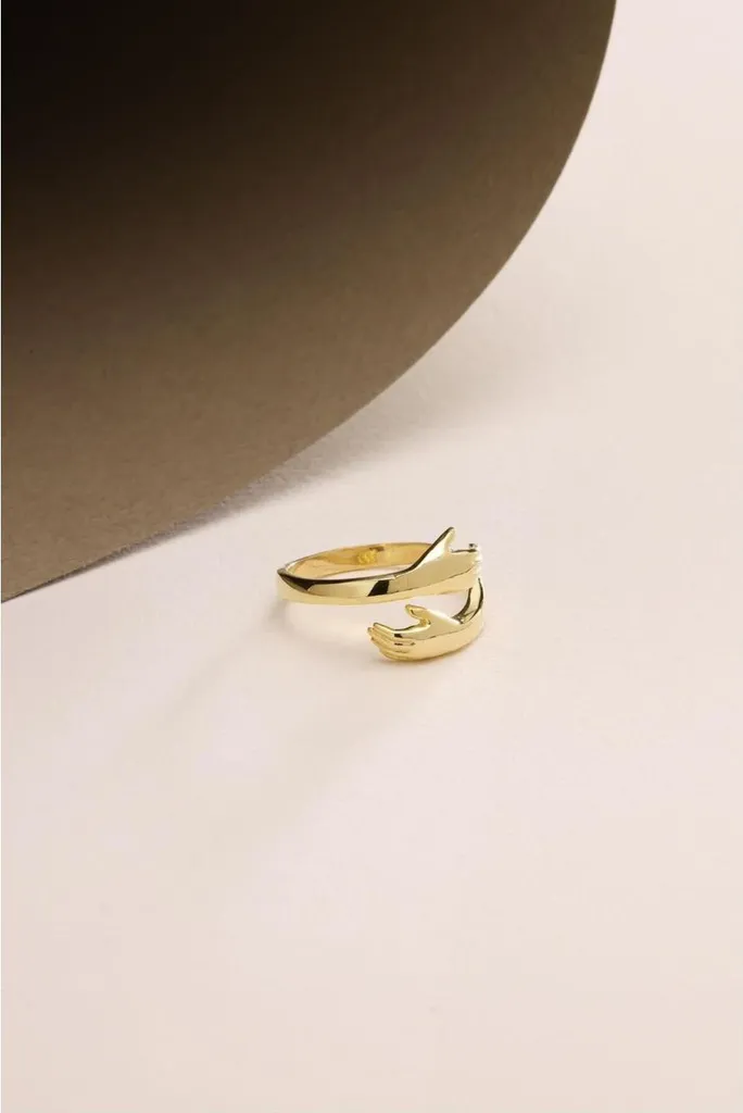 Bague de phalange mains entrelacées en argent et or bijou réglable - 2