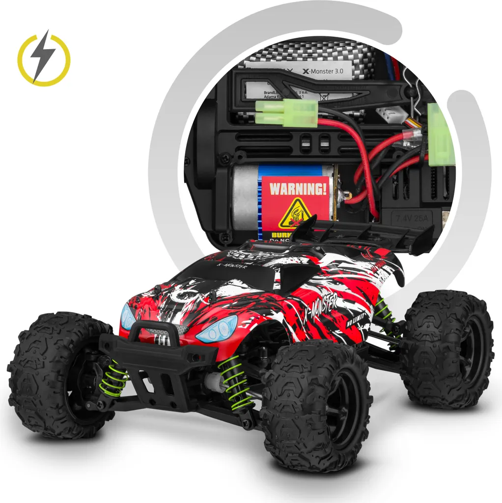Voiture RC incassable 45 km/h X-Monster 3.5 avec 2 coques de rechange - 27