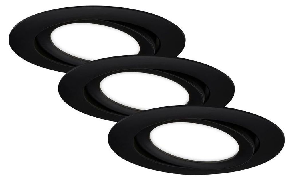 3 x Briloner LED Einbauleuchten Schwarz rund Ø10,6cm IP23 Produktbild 