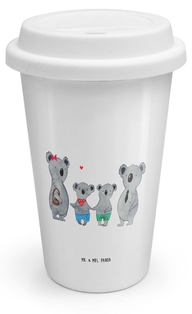 Mr. & Mrs. Panda Kaffeebecher To Go Koala Familie zwei - Weiß - Geschenk, ToGo, Thermobecher, Koalabär, Mehrwegbecher, Coffee Becher, Muttertag