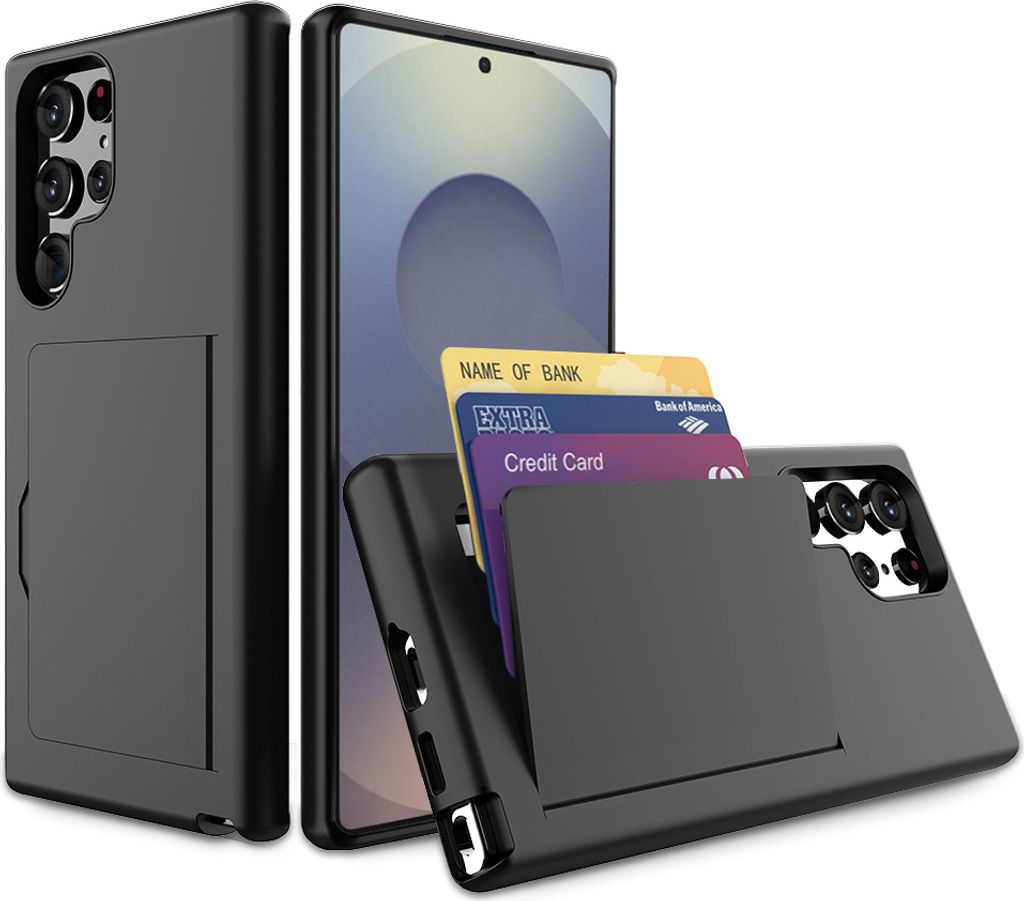 Smartphonica Handyhülle Geeignet für Samsung Galaxy S25 Ultra starke TPU mit Kartenschlitz - TPU starke Hülle mit Kartenschlitz - Schwarz
