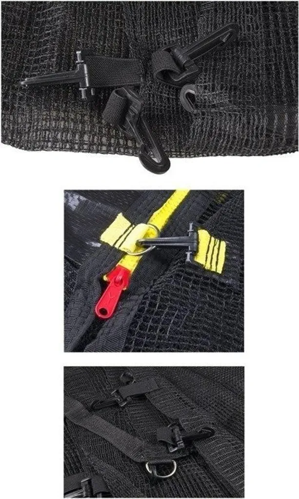 Kit filet de protection pour trampoline 244cm et lot de 6 poteaux noirs