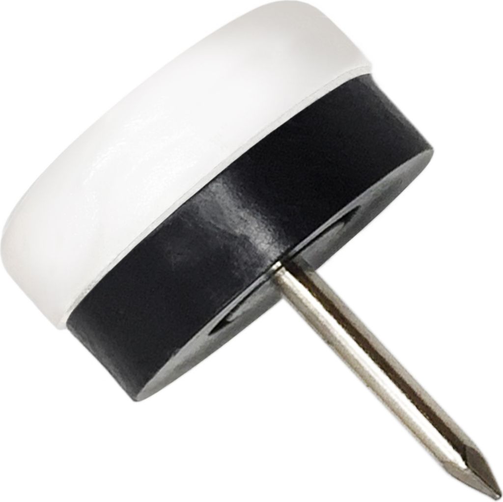 Adsamm | 16 x Kunststoffgleiter mit Puffer und Nagel | Ø 20 mm | Weiß | rund | Möbelgleiter mit Dämpfer und Stift in von Adsamm