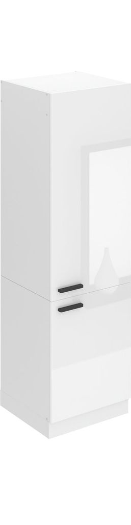 Belini Kühlschrank Schrank Hochschrank Küche SSL. 60 cm Breite und 204 cm Höhe. Einbauschrank für Kühlschrank mit 2 Türen, Weiß Hochglanz