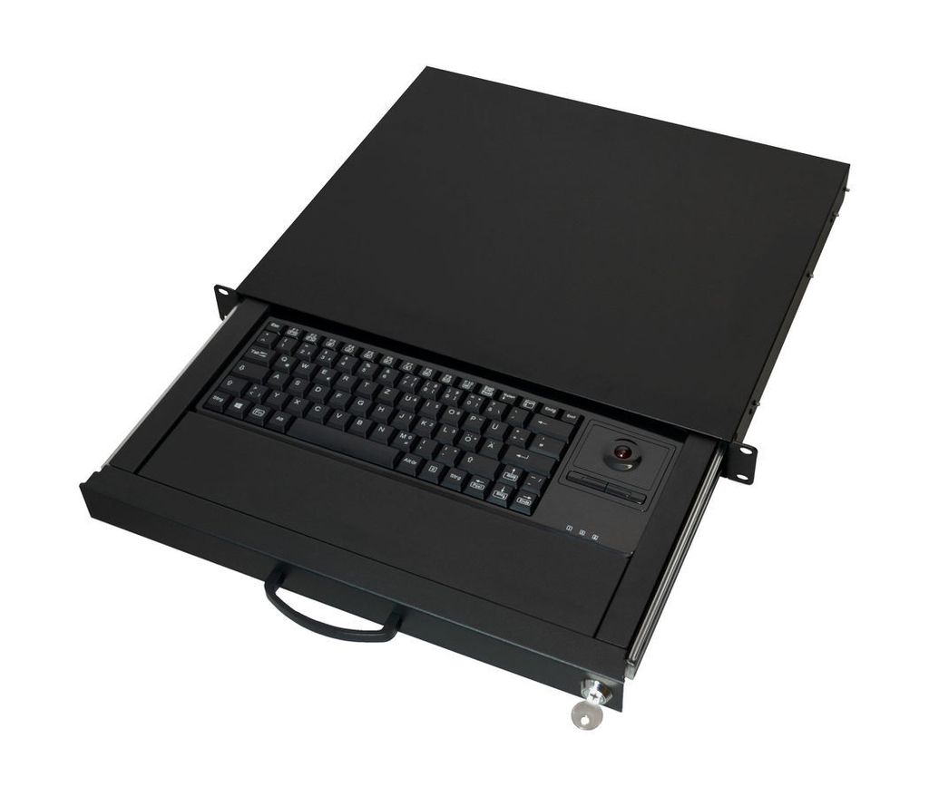 Aixcase AIX-19K1UKDETB-B - Tastatur - rack-montierbar - PS/2, USB - Deutsch - Schwarz, RAL 9005
