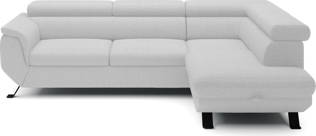 DomoHome ECKSOFA RAVEN L mit Schlaffunktion und Bettkasten, Freistehend, Polstersofa mit Verstellbaren Kopfstützen, 257x198x96 cm, Rechte Seite, F...