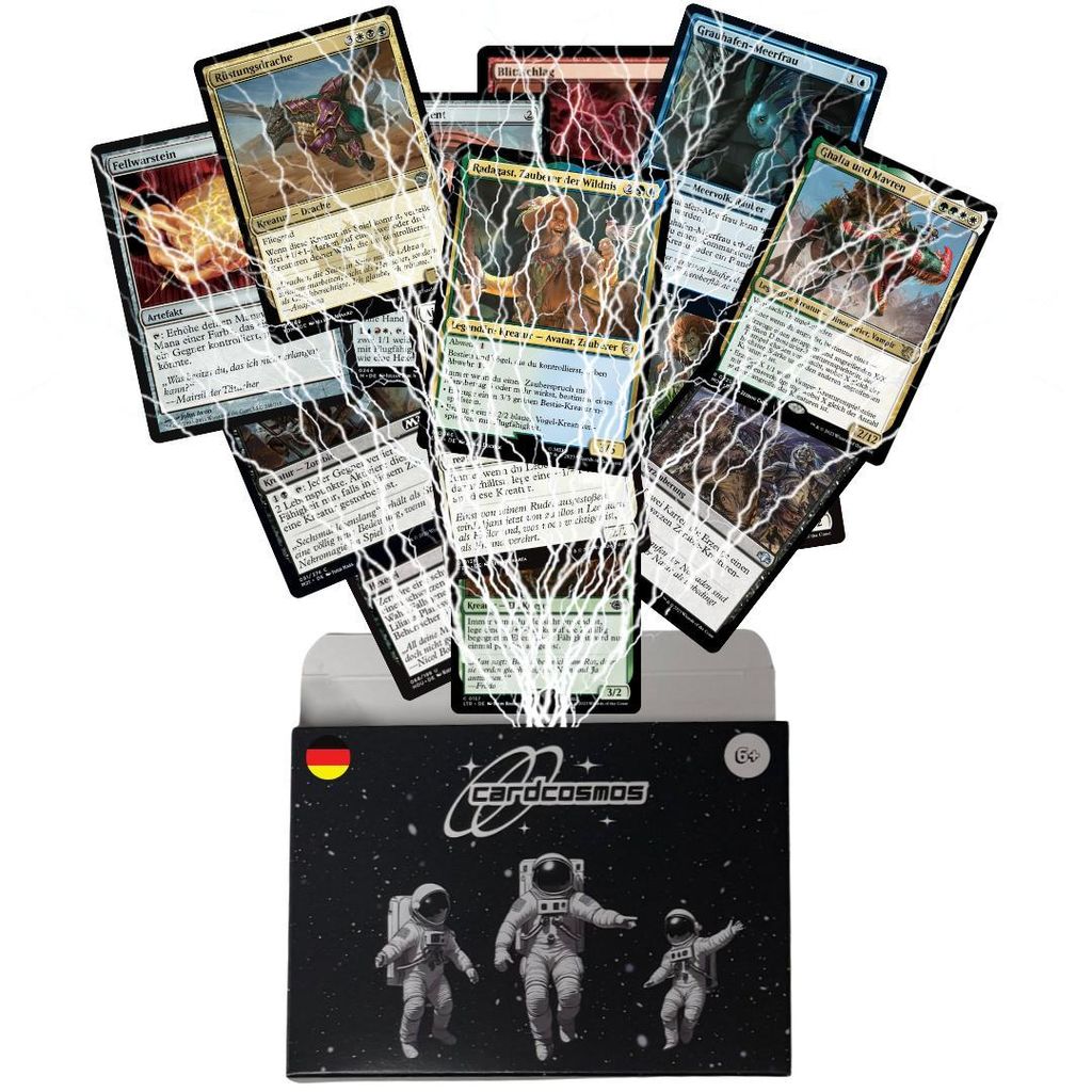 Magic: The Gathering Karten Set Deutsch – 50 Karten inkl. 4 Rares & 1 Foil + 100 Kartenhüllen