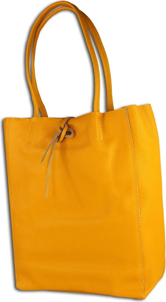 Sac shopper cuir jaune Toscanto : Fini les sacs ternes et peu solides