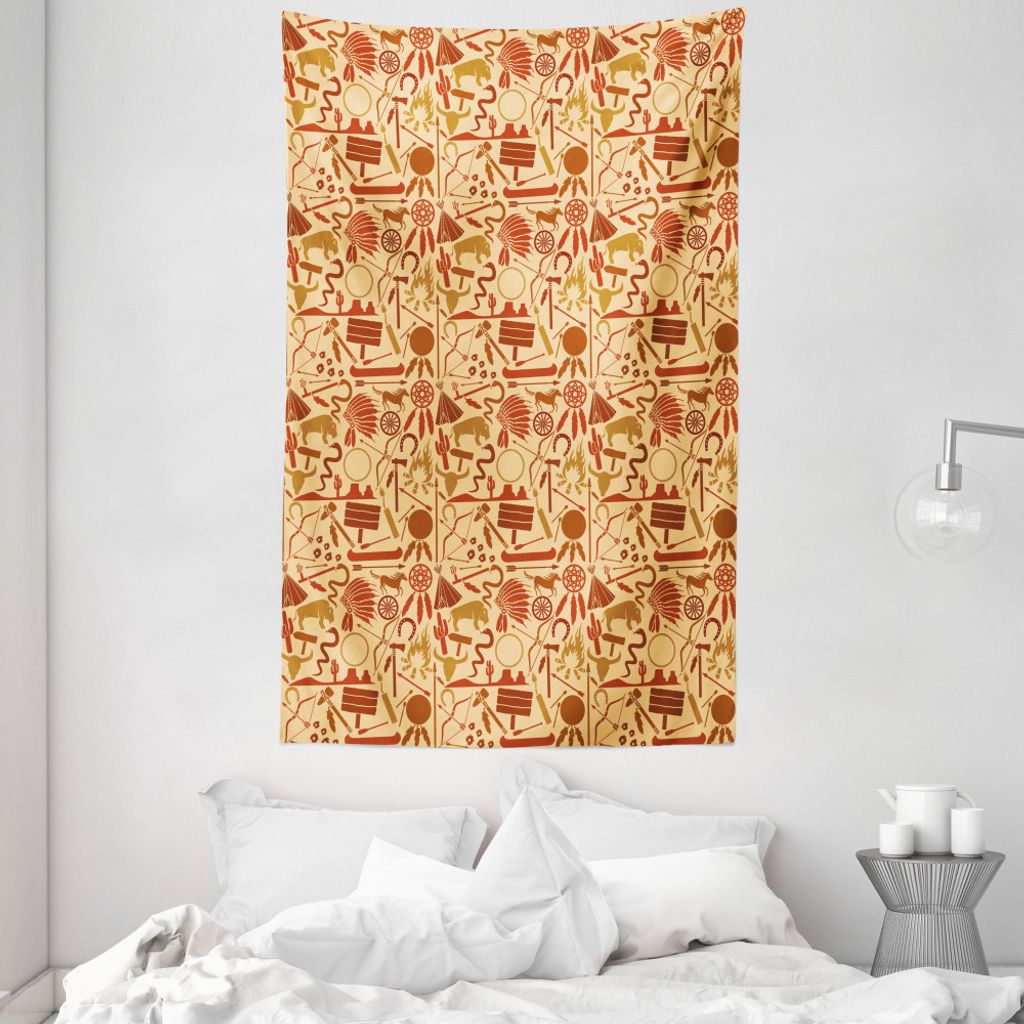 ABAKUHAUS Western Wandteppich und Tagesdecke, Hat Schlangen Bison Folklore aus Weiches Mikrofaser Stoff Waschbar ohne Verblassen Digitaldruck, 140 ...