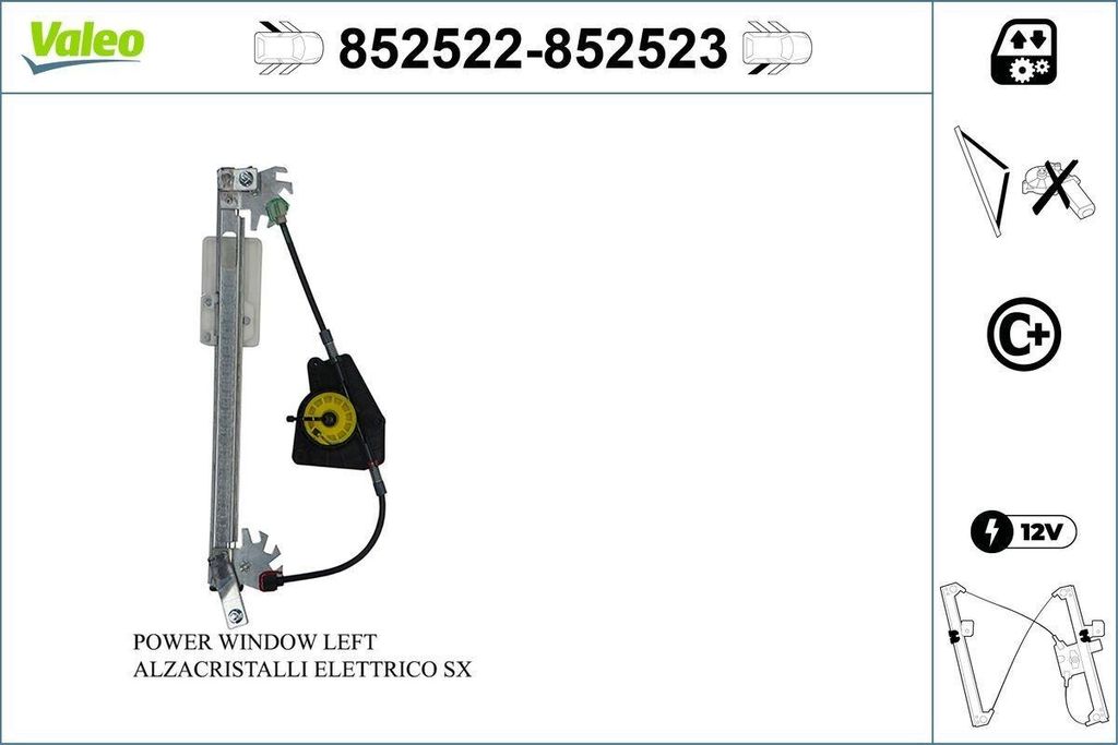 VALEO 852522 Elektrischer Fensterheber Hinten Links für SEAT Ibiza III Schrägheck (6L) Cordoba Limousine (6L2)