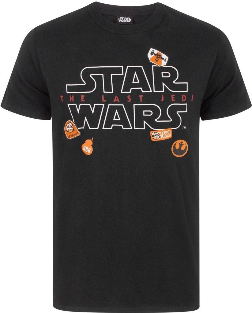 Star Wars Herren T-Shirt The Last Jedi mit Abzeichen NS4398 (2XL) (Schwarz)
