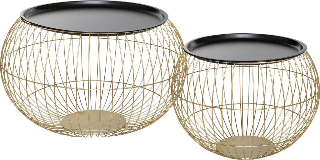 Atmosphera Créateur d'intérieur Korbtisch Alya 2er Set Metall gold schwarz 40 cm x 66,5 cm