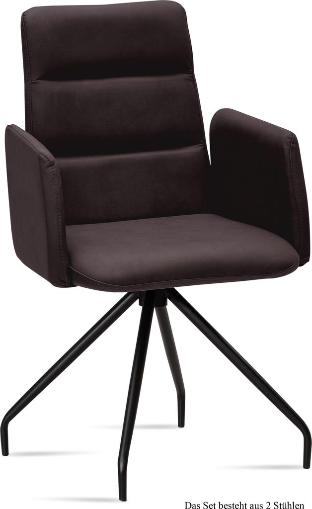 Armlehnstuhl (2er-Set) Devora 52x92x60 Schwarz/Espresso