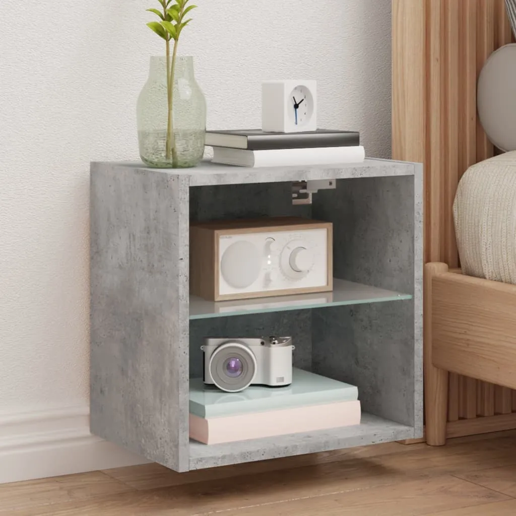 Comodino a Muro con LED Grigio Cemento - Robusto e Facile da Montare - 2