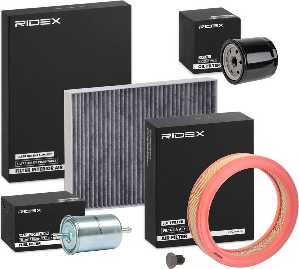 RIDEX Filterset Inspektionspaket Filtersatz für VW Polo Schrägheck (6N1) Caddy II Kastenwagen (9K9A) Polo Classic (6V2) Polo Variant (6V5) für S...