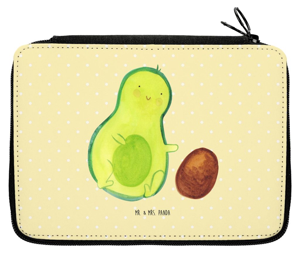 Mr. & Mrs. Panda Federmappe Avocado Kern rollt - Gelb Pastell - Geschenk, Schulmäppchen, Etui, Bleistiftetui, Liebe, Mäppchen, Geburt, Federmäpp...