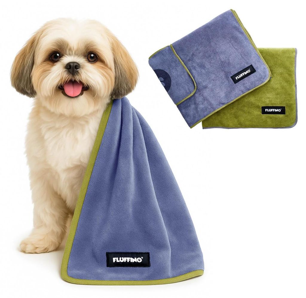 FLUFFINO® Hondenhanddoek van microvezel – 2-pack - 90 x 50 Productafbeelding 