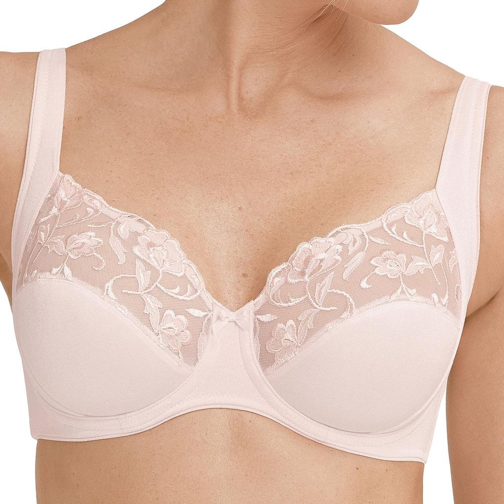 Felina Moments BH ohne Bügel Blumen-Stickerei an den Obercups, Dreiteilige Schnittführung für besten Halt, Perfekte Passform