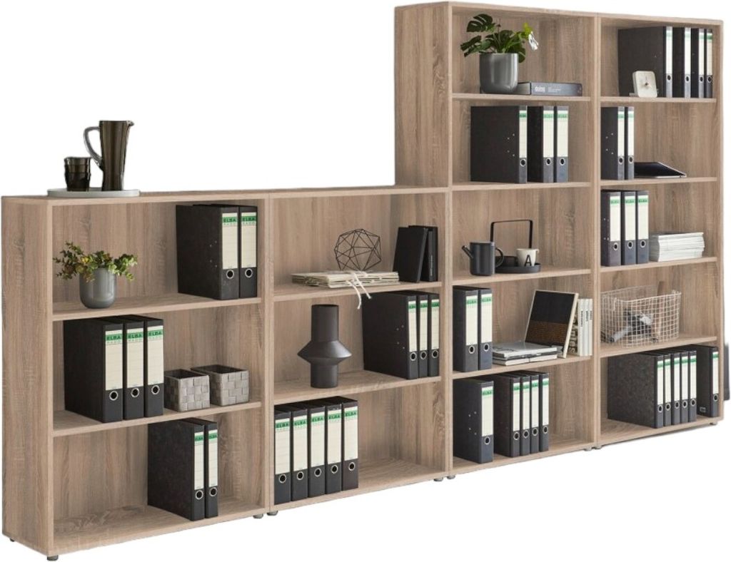 Aktenregal TABOR 5 in Eiche Sonoma, Regal-Set, Büroregale, ideal für Aktenordner