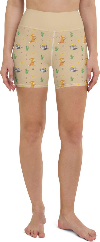 Mr. & Mrs. Panda Yoga Shorts Rabe Sombrero Größe L - Beige - Geschenk, Vogel, Sportshorts Damen, Yogabekleidung, Gute Laune, Sportbekleidung, Fit...