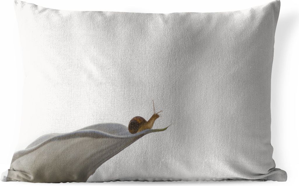 MuchoWow Outdoor Kissen - Schnecke - Lilie - Grau - 50x30 cm - Wetterfest - Lounge Kissen - Sofa kissen - Wohnzimmer Dekoration