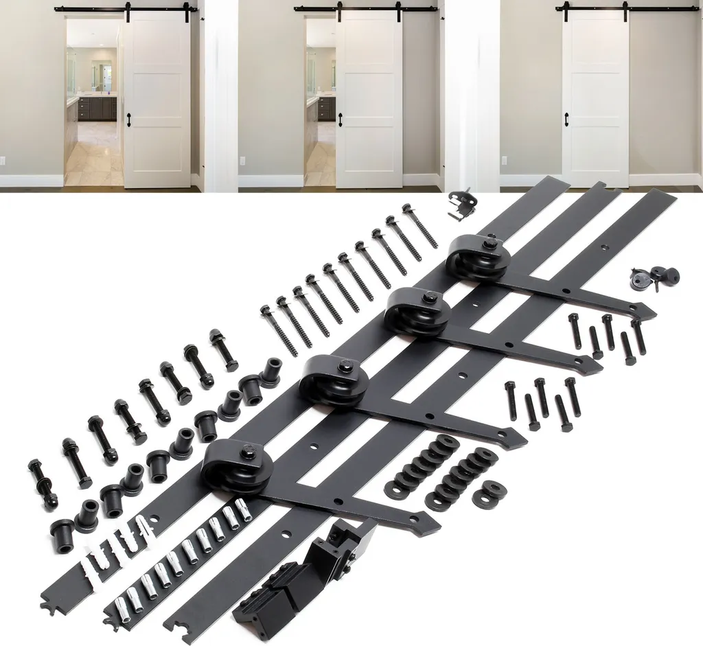 Kit porte à galandage double 2 vantaux 3m66 - Coulissement fluide