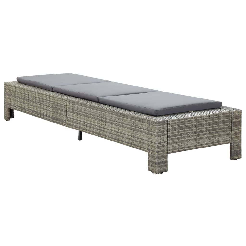 "Winterschlussverkauf "Sonnenliege HOMMIE - Gartenliege - Gartenmöbel - mit Auflage Grau Poly Rattan - 220x75x35 cm NeuMöbel 7966199