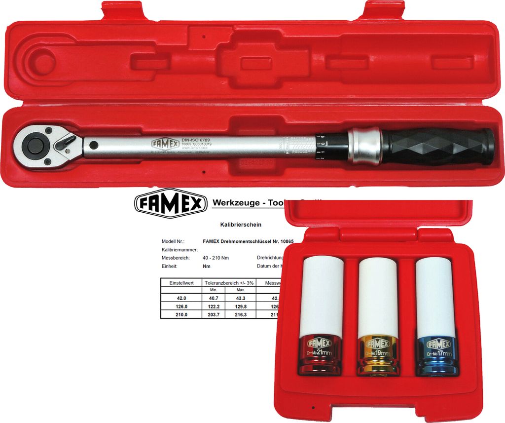 FAMEX 10865-3N Drehmomentschlüssel PROFESSIONAL Set 1/2 Produktbild 1