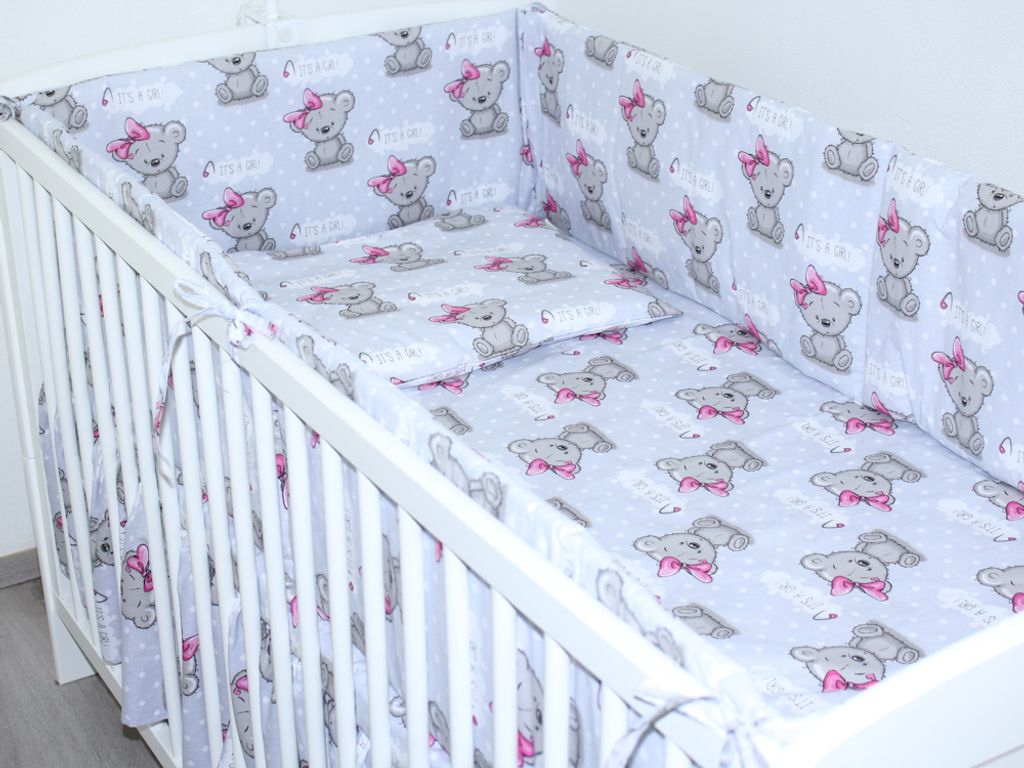 PRIMAWELA Nestchen 360 cm Bettumrandung Babybett Baby Kinder Nest Kopfumrandung 24. Girl Bärchen