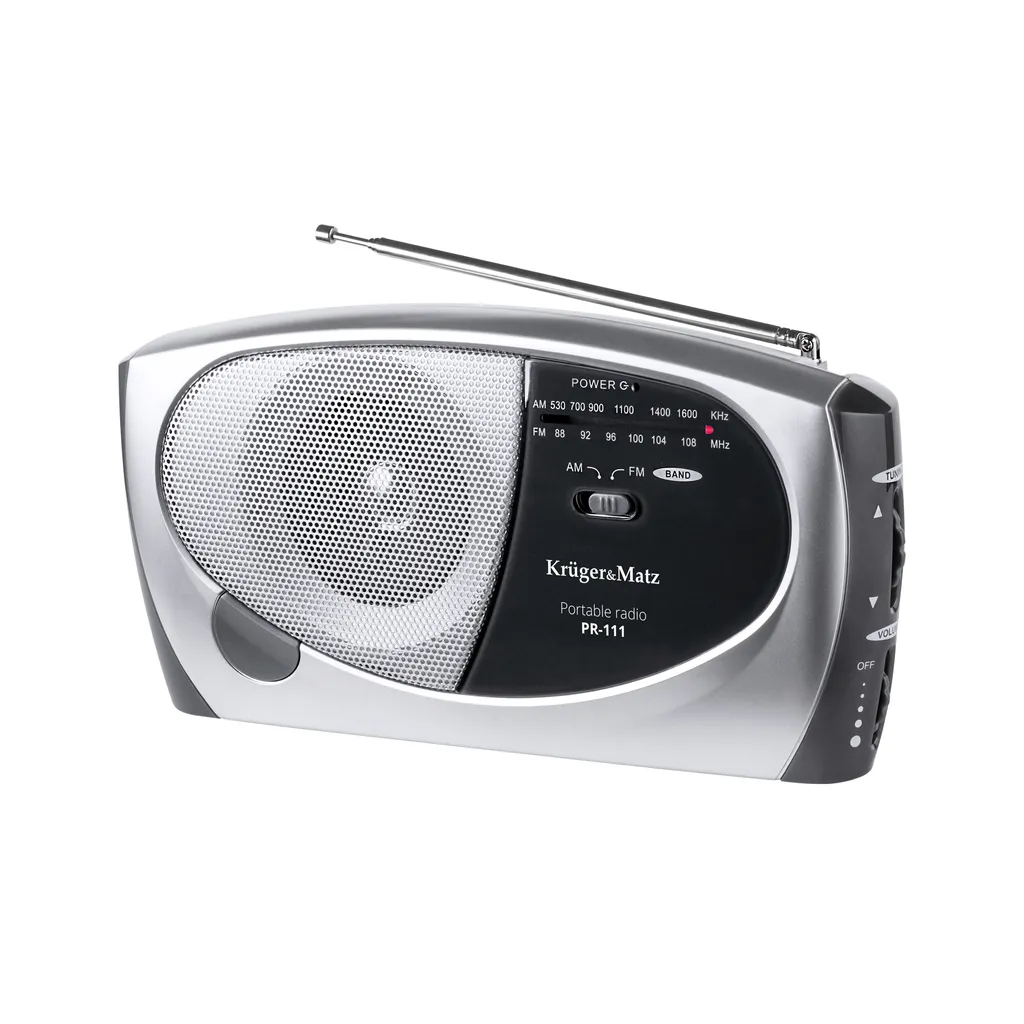 Poste de radio analogique portable AM FM argent avec prise casque intégrée