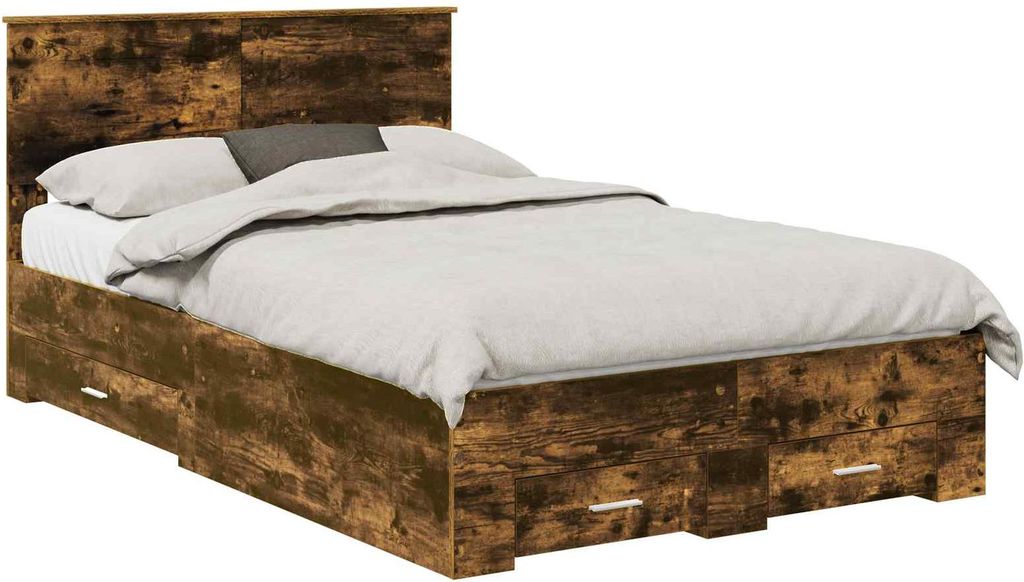 Bettrahmen Geräucherte Eiche 135 x 190 cm Holzwerkstoff