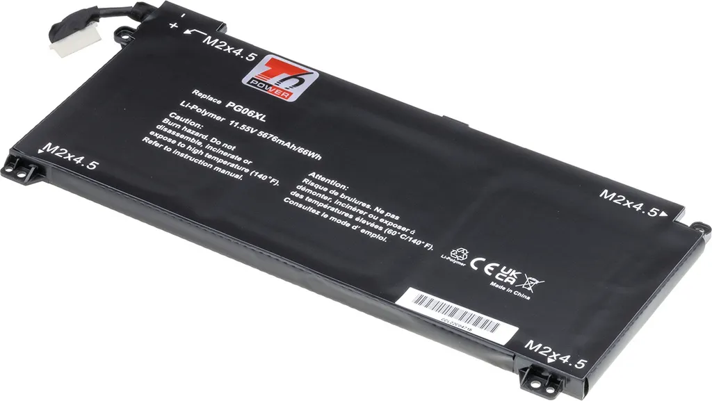 Batteria T6 Power per Hewlett Packard Omen 15-dh1200 serie, Li-Poly, 11,55 V, 5676 mAh (66 Wh), nero