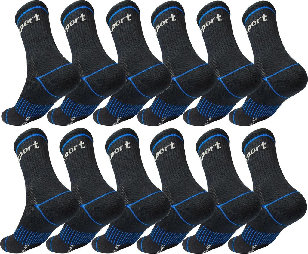 12 Paar Sportsocken Herren Damen – mit Streifen, Produktbild 