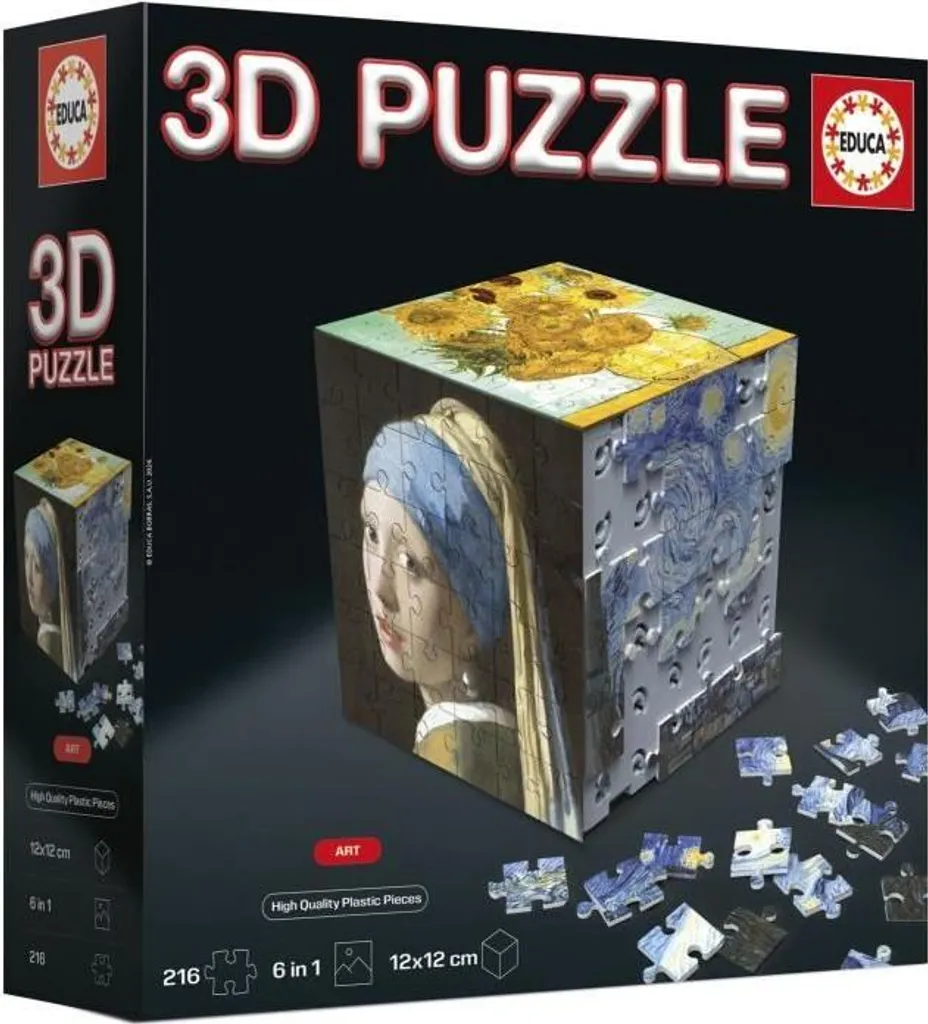 Puzzle 3D EDUCA Cube Art : Activité de Concentration 216 pièces 8+
