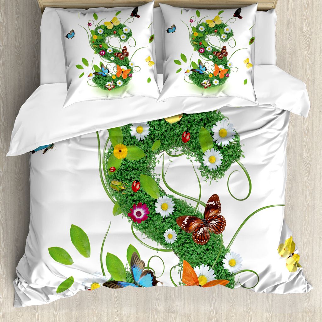 ABAKUHAUS Briefe Bettbezug, Gesunde grüne Blätter S, Milbensicher Allergiker geeignet mit Kissenbezügen, 155 cm x 220 cm - 80 x 80 cm, grün Mul...