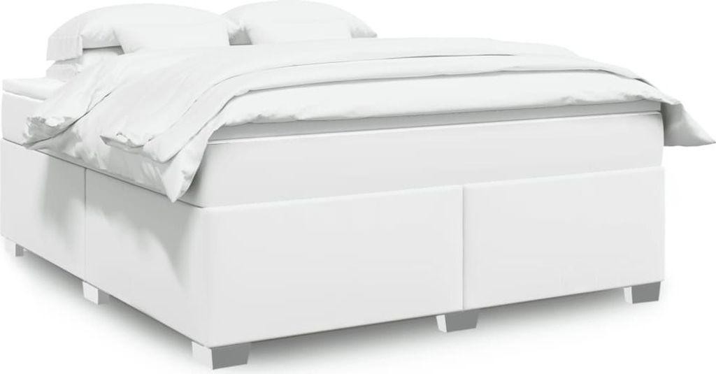 (NEU 2026) Boxspringbett mit Matratze, Doppelbett moderne, Weiß 180x200 cm - Kunstleder - Klassische Betten - 91.54 kg