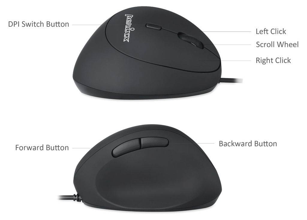 Perixx PERIMICE-519 - Vertikale Maus - ergonomisch Produktbild 