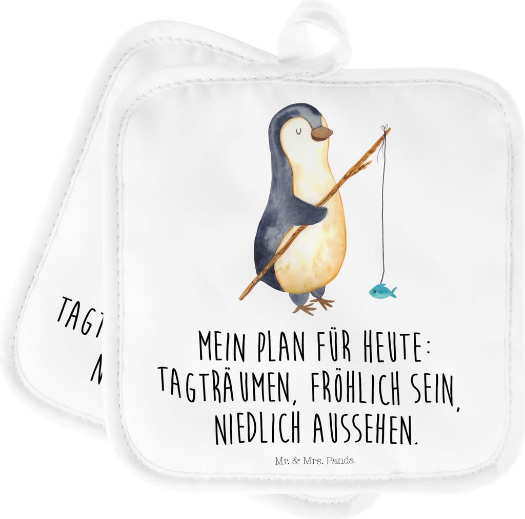 Mr. & Mrs. Panda Topflappen Pinguin Angler - Weiß - Geschenk, Hobby, topfhalter, Geschenkidee, Urlaub, Motiviert, Angeln, Topfuntersetzer, Kochlap...