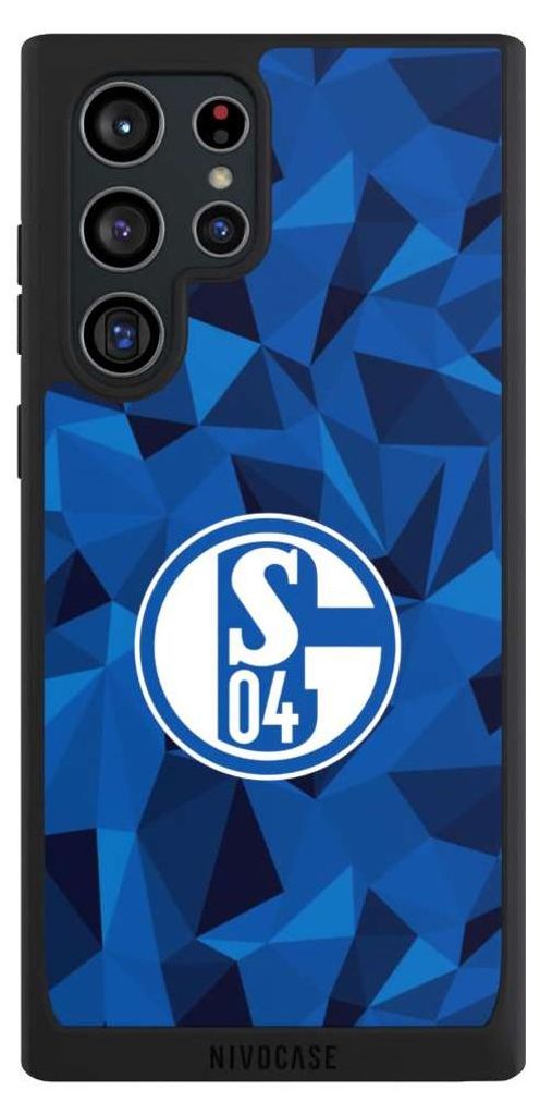 NIVOCASE Handyhülle für Samsung Galaxy S22 Ultra Hülle NIVOpure Case Schwarz Camouflage FC Schalke 04 Muster