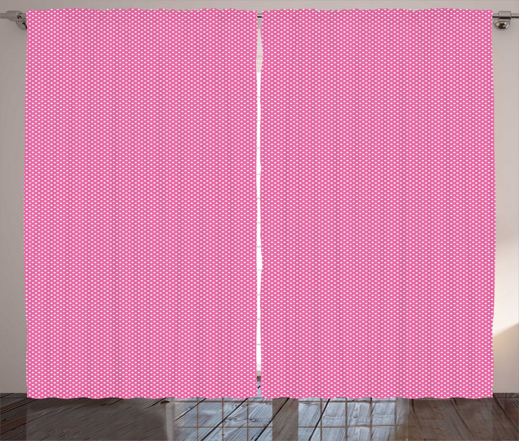 ABAKUHAUS Rosa Tupfen Rustikaler Gardine, Rose Hues Victorian, Schlafzimmer Kräuselband Vorhang mit Schlaufen und Haken, 280 x 225 cm, Pink und Weiß