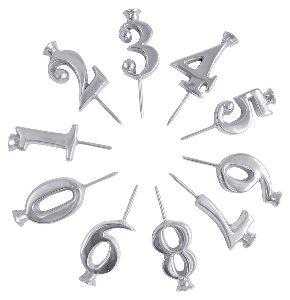 10er-Set wiederverwendbare Zahlen-Geburtstagskerzenhalter 0-9, nummerierte Tortenaufsätze aus Metall, silberfarben, digitale Kerzenhalter für Geb...